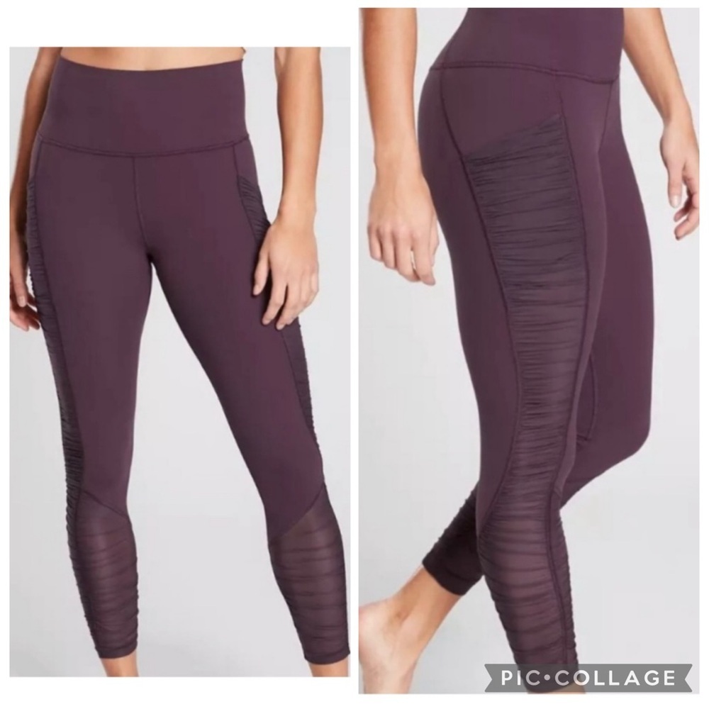 Athleta Mesh Me Up 7/8 Leggings Sall Plum XL